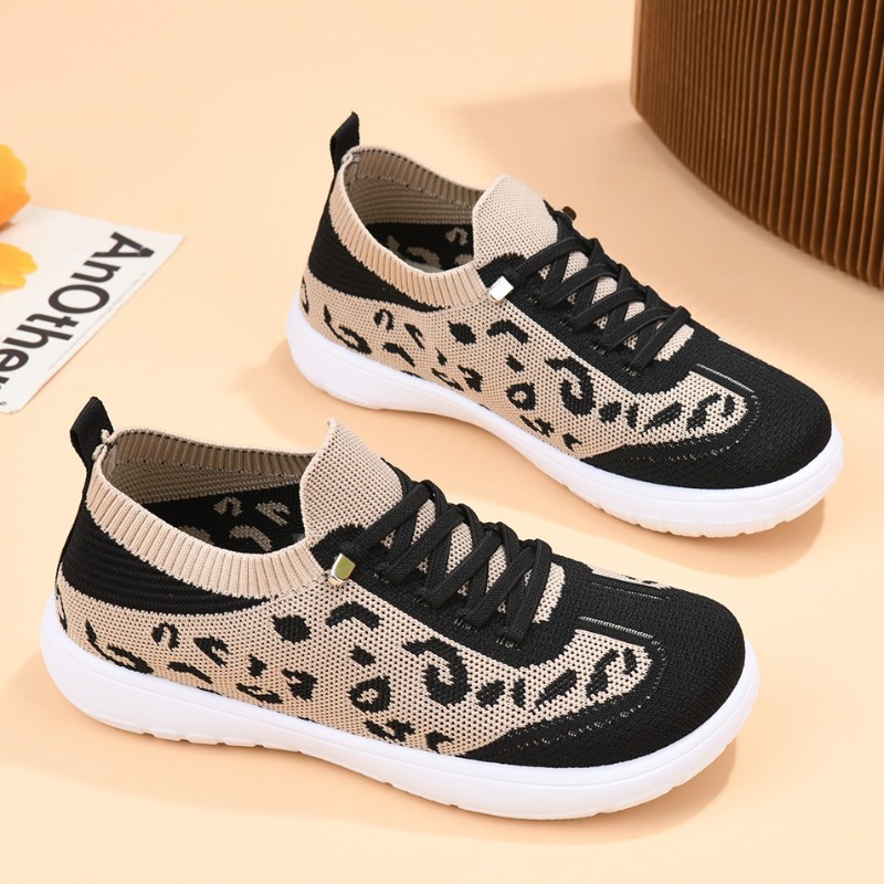 Women Lace‑up Leopard Knit Mid - Sneaker Zone review and price