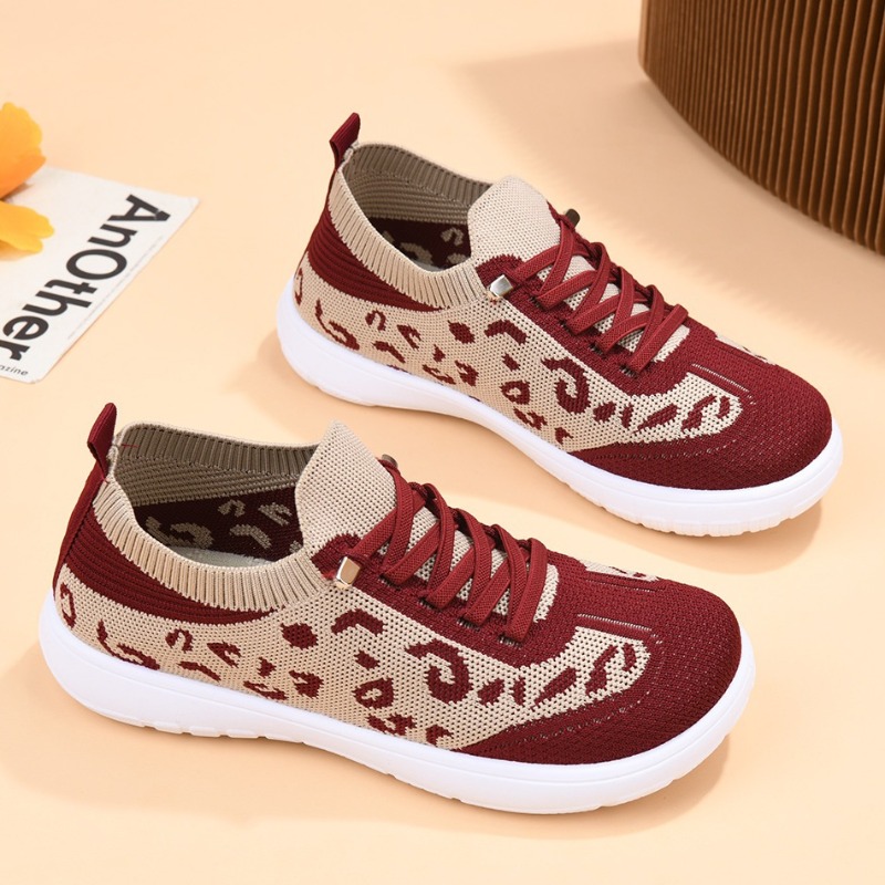 Women Lace‑up Leopard Knit Mid - Sneaker Zone review and price
