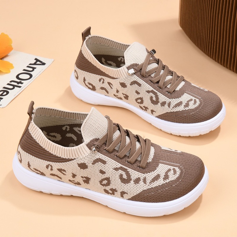 Women Lace‑up Leopard Knit Mid - Sneaker Zone review and price