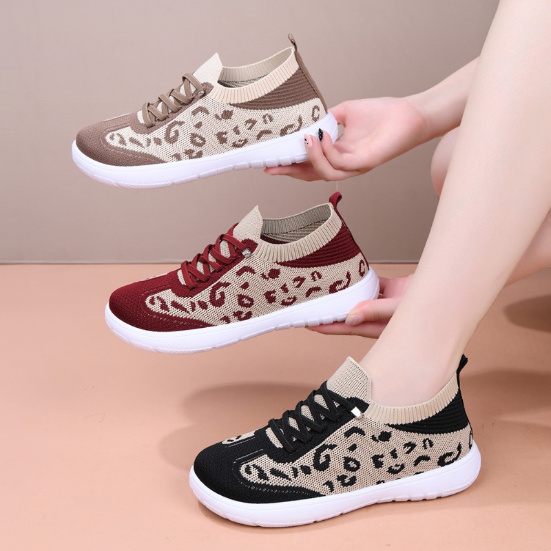 Women Lace‑up Leopard Knit Mid - Sneaker Zone review and price
